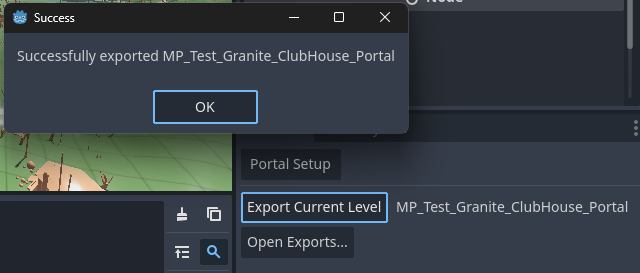 「Export Current Level」をボタンをクリック後の表示